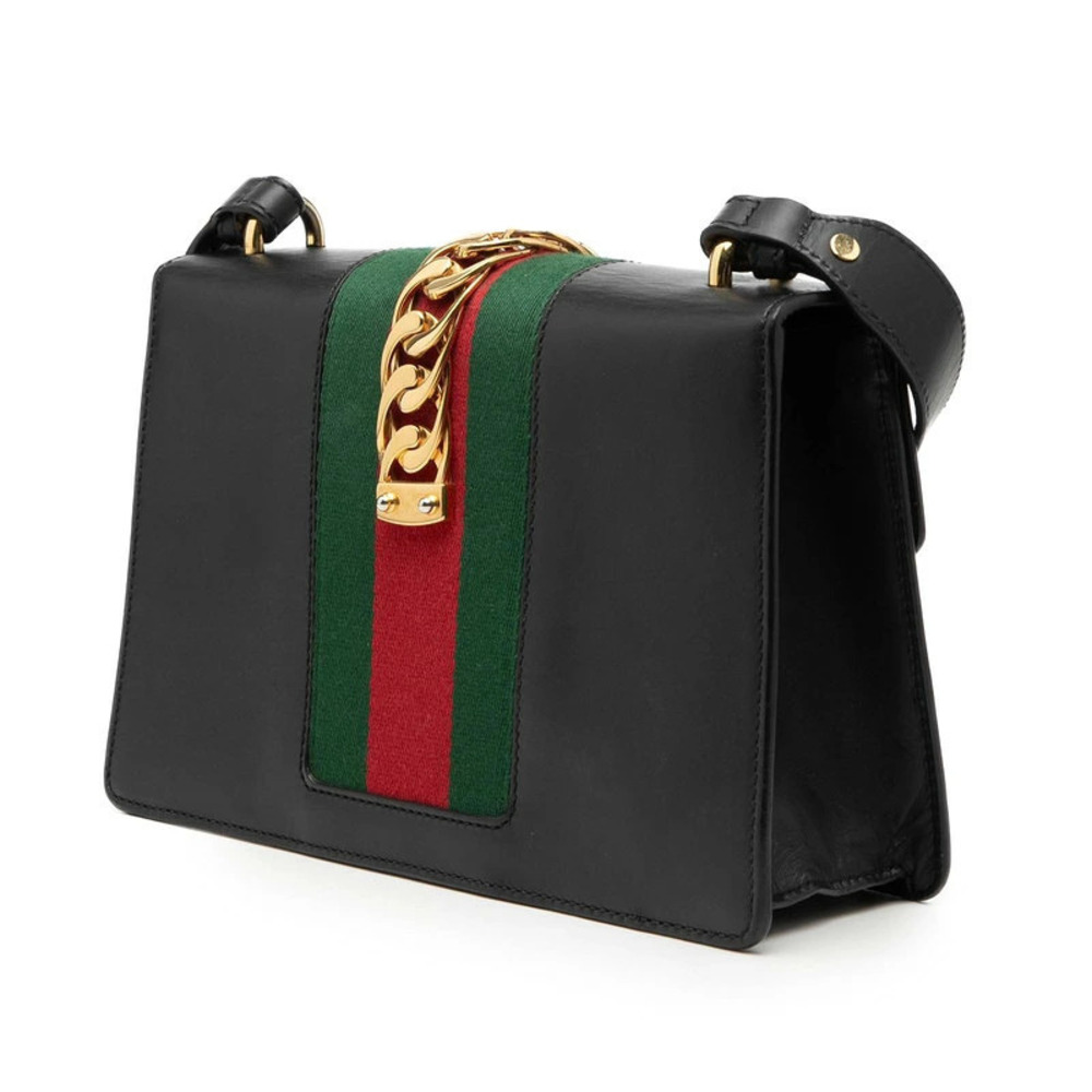 Gucci Shoulder Black Leather Sherry Sylvie Bag Multicolor